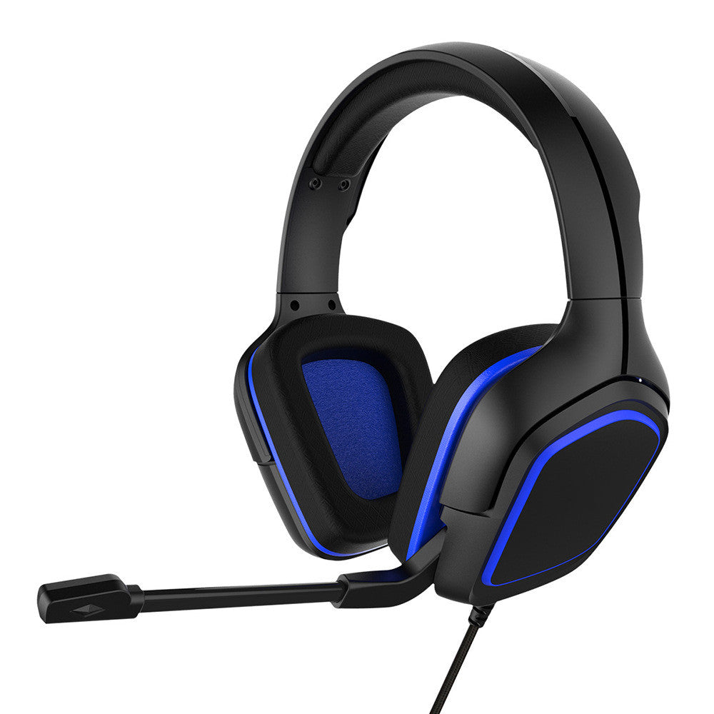 Black-blue wired 3.5mm gaming headset with microphone