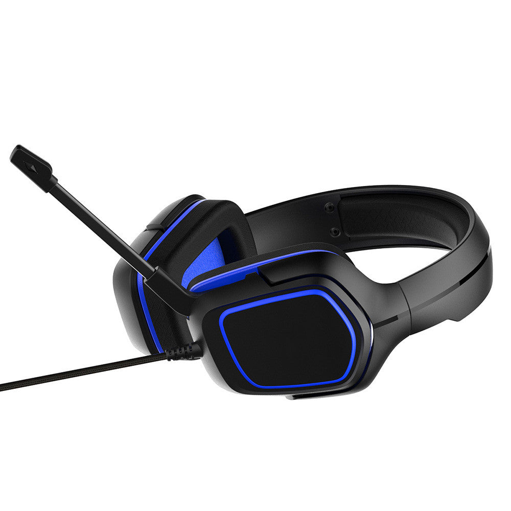 Black-blue wired 3.5mm gaming headset side view